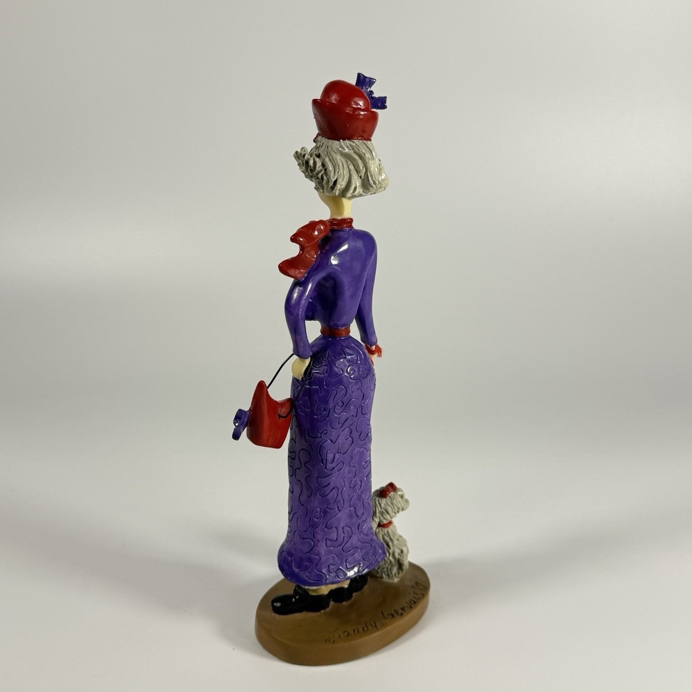 Red Hat Lady Walking Small‎ White Dog, Sandy Gervais figure 8" X 3" - Picture 4 of 16